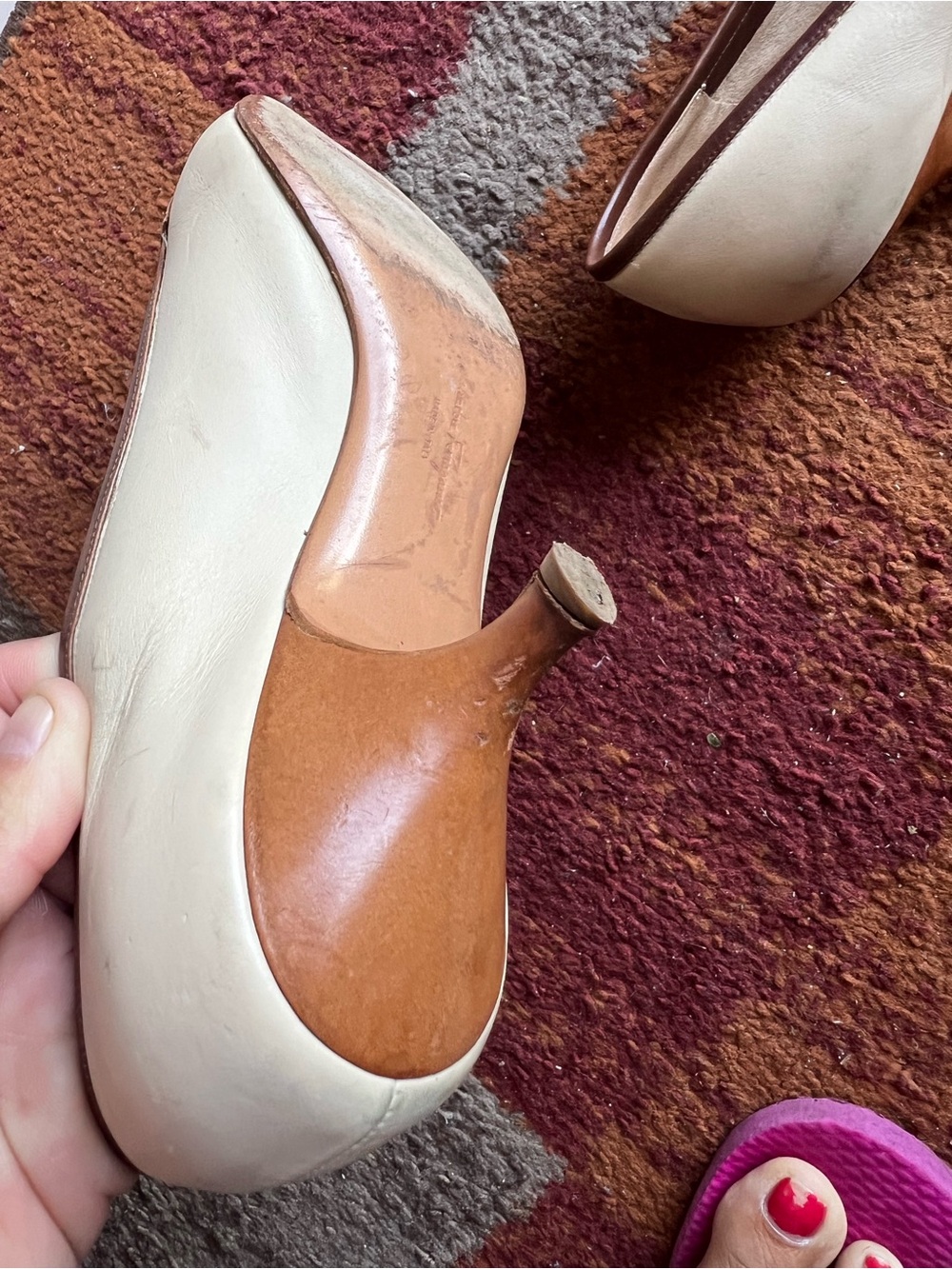 Salvatore Ferragamo Brown Pointed Toe Leather Loafers with Gold Accent - Picture 8 of 13